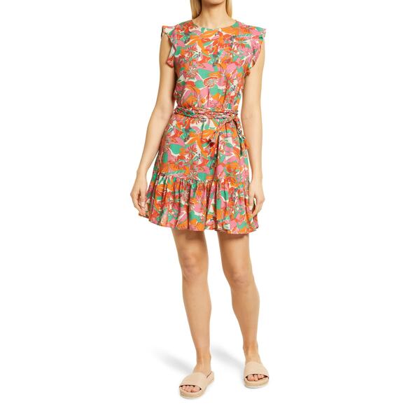 Marine Layer Dresses & Skirts - MARINE LAYER Laney Side Tie Ruffle Minidress Vintage Floral Multicolor Women's S
